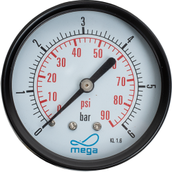 Manometru axial, uscat, clasa de precizie 1.6%